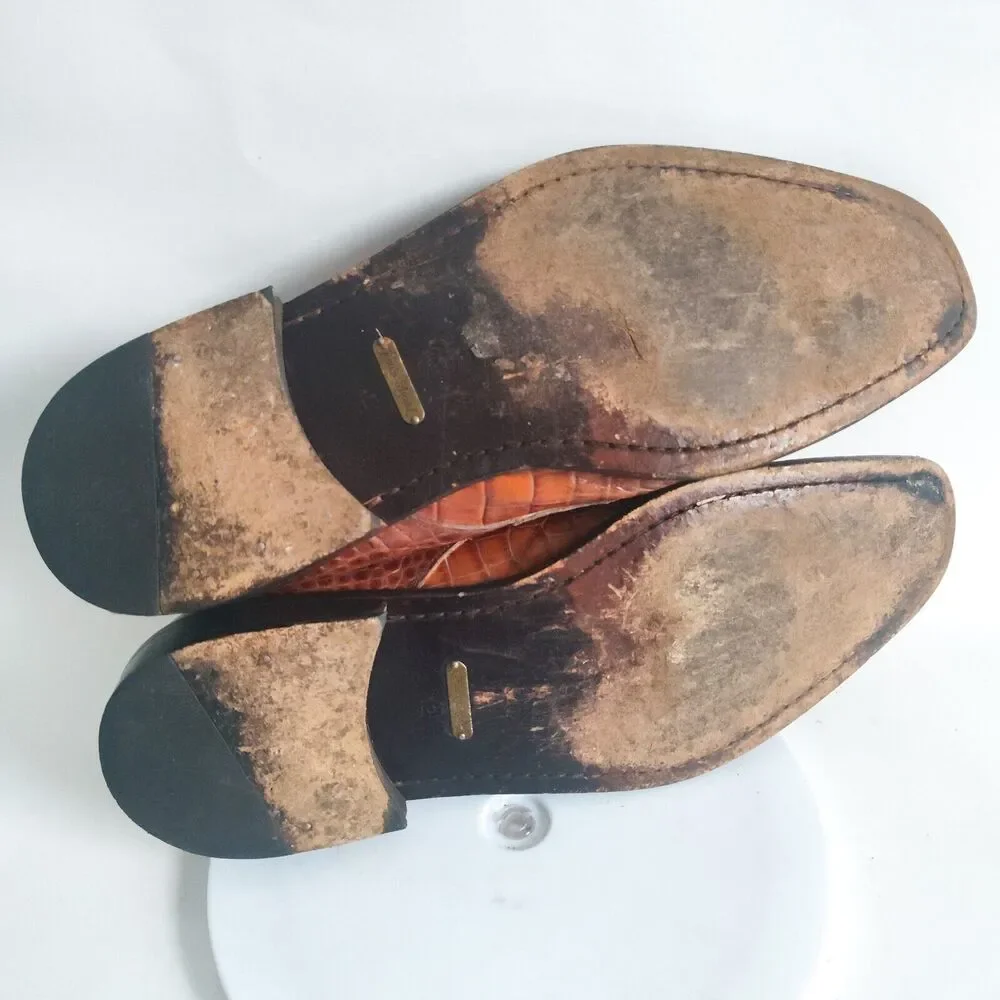 Genuine Lizard Oxford Shoes Mens Size 12 Brown Leather‎ Sole Lace Up Made Spain